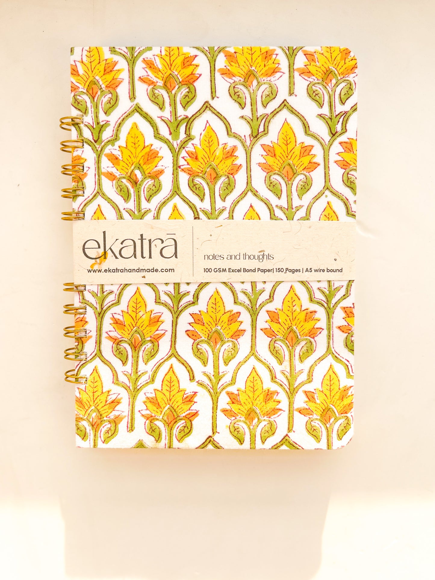 Handcrafted Sustainable A5 Wire Bound ruled 100 GSM paper Journal by Ekatra