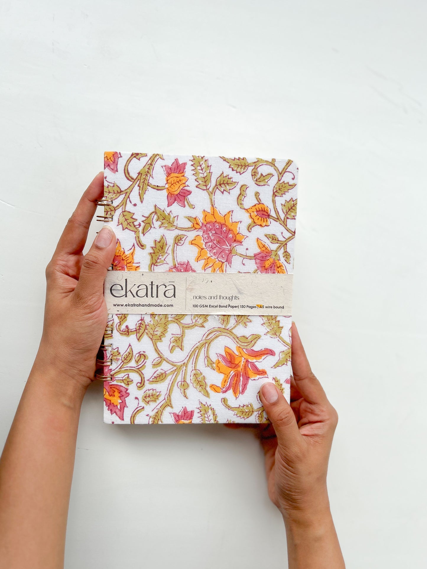 Handcrafted Sustainable A5 Wire Bound ruled 100 GSM paper Journal by Ekatra