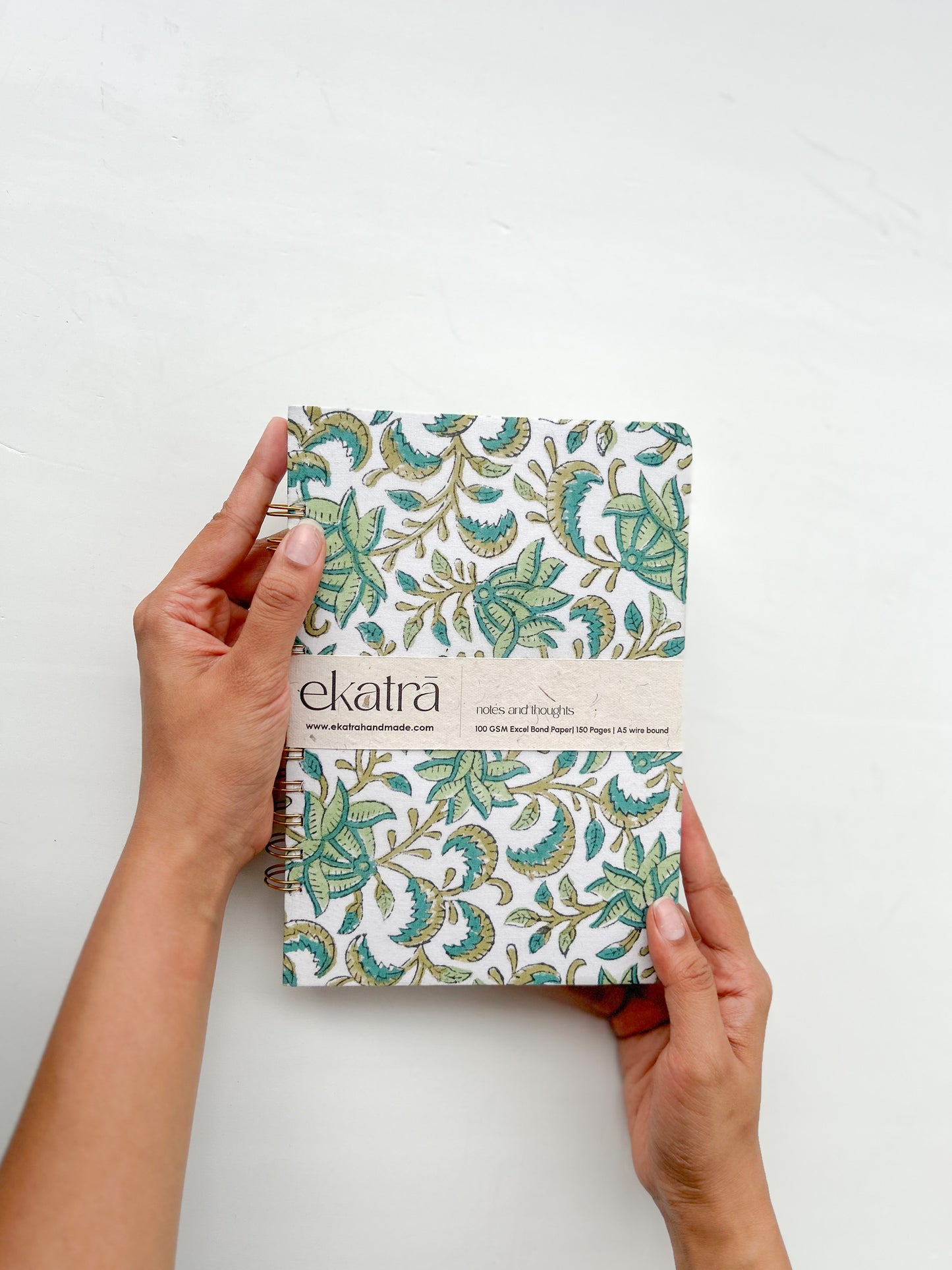 Handcrafted Sustainable A5 Wire Bound ruled 100 GSM paper Journal by Ekatra