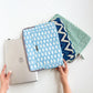 Sustainable Handmade Cotton Laptop Sleeve/Laptop Cover by Ekatra - Indigo stripes