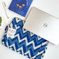 Sustainable Handmade Cotton Laptop Sleeve/Laptop Cover by Ekatra -Indigo Chevron