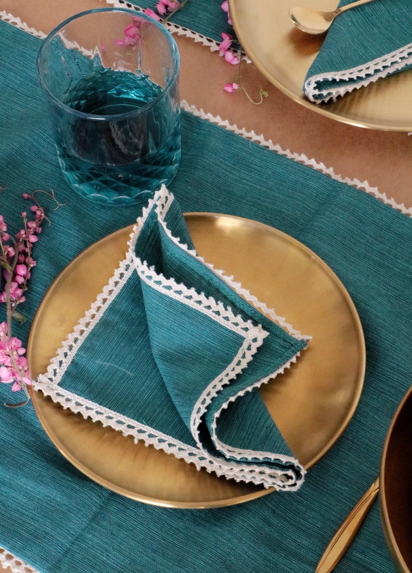 French Flax Table Linen Set : Wedding Favors | House Warming | Soiree | Home Set of 8 Jade