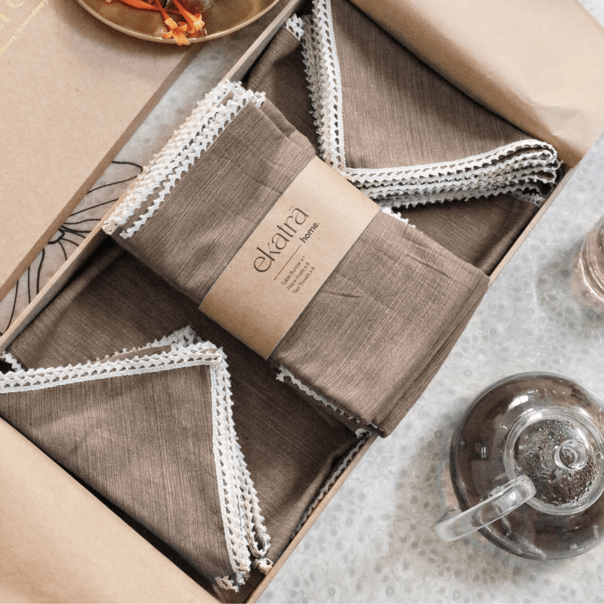 French Flax Table Linen Set : Wedding Favors | House Warming | Soiree | Home Set of 6 Natural Sand