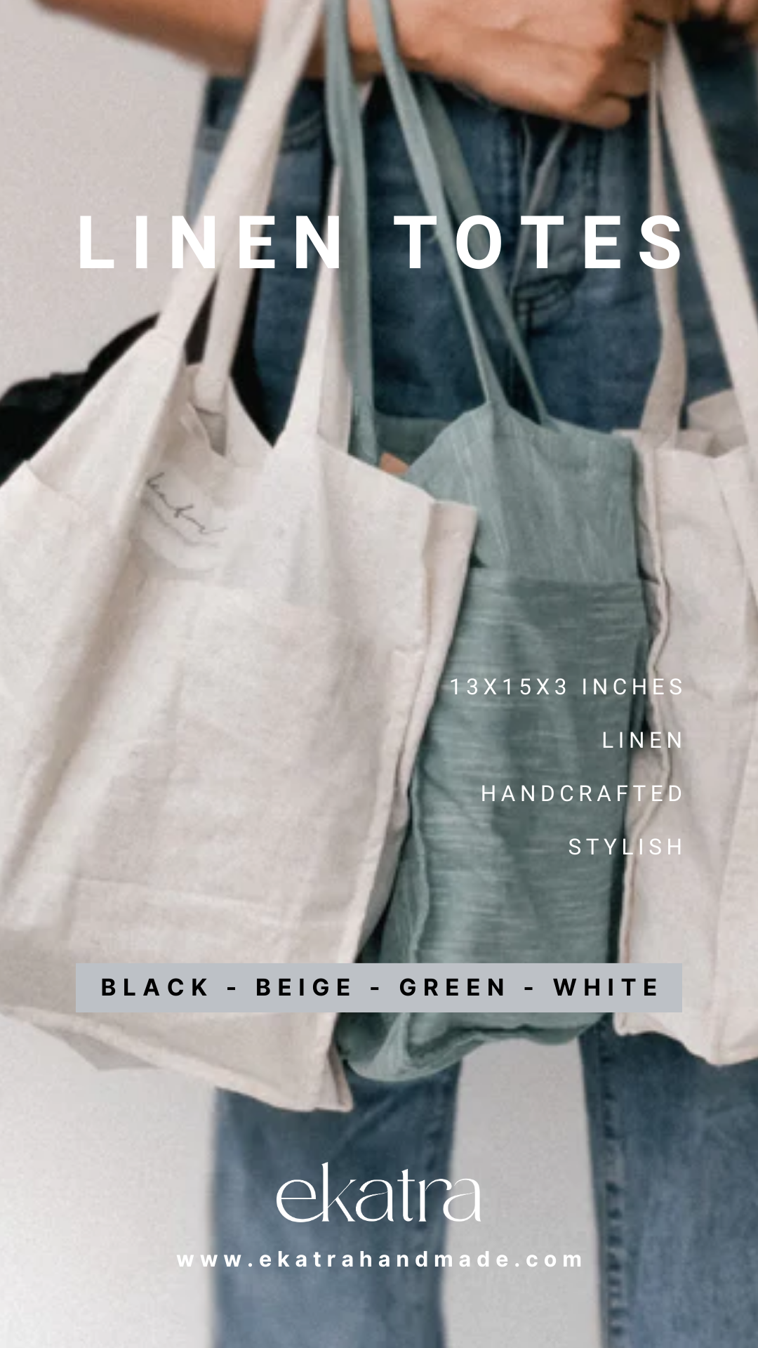 Premium Linen Tote Bags with pockets - Eco Friendly