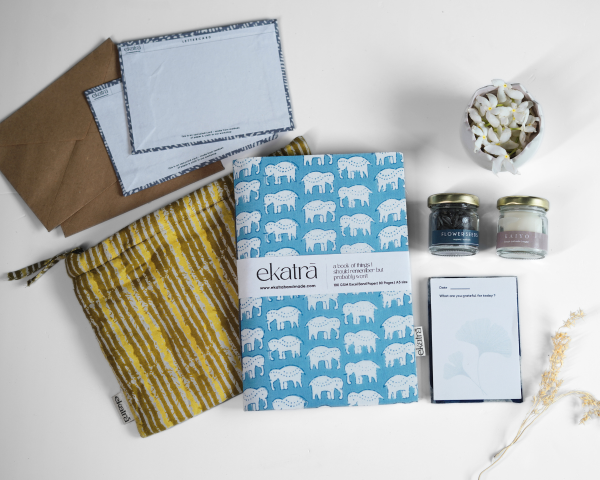 Sustainable Gratitude Hamper by Ekatra - Blue Elephant motif