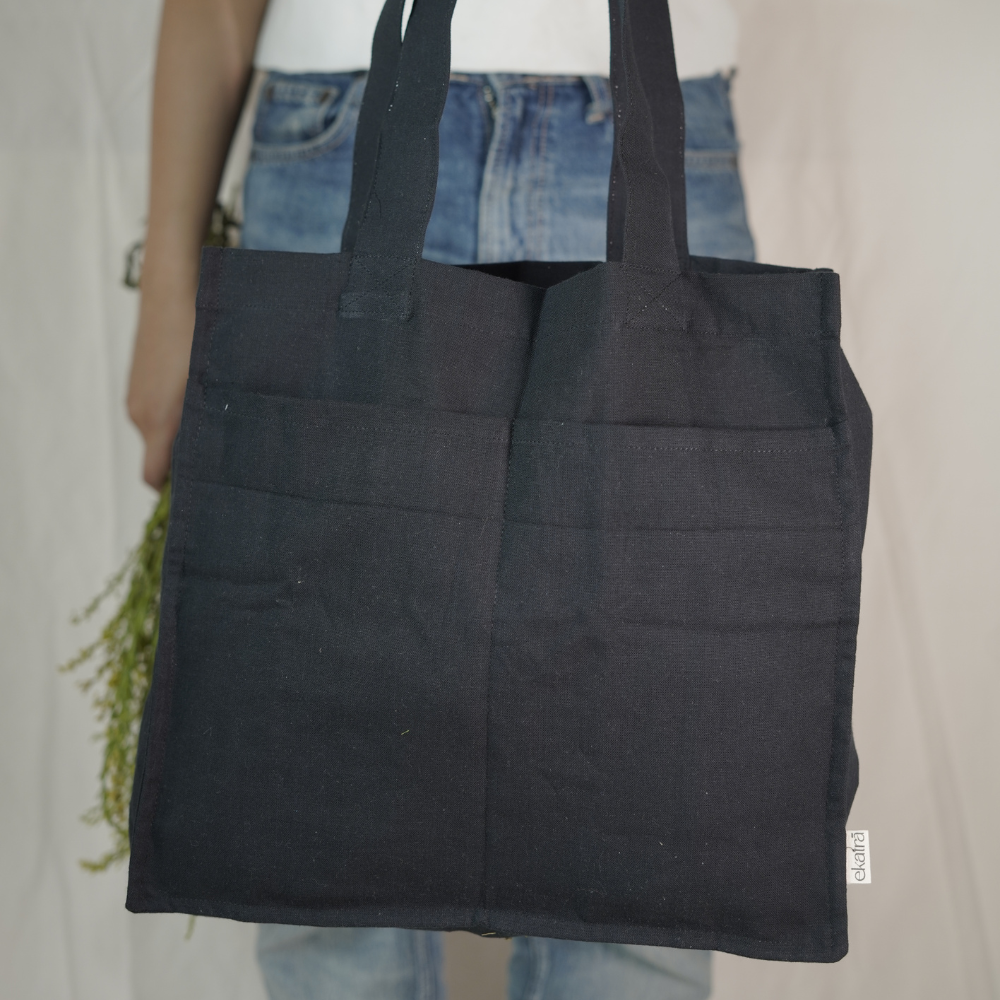 Premium Linen Tote Bags with pockets - Eco Friendly