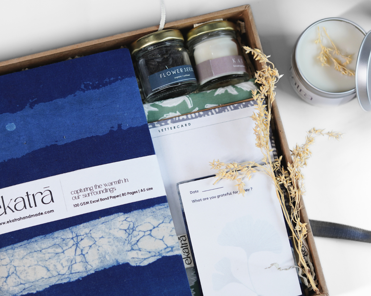 Sustainable Gratitude Hamper by Ekatra -Indigo Stripes