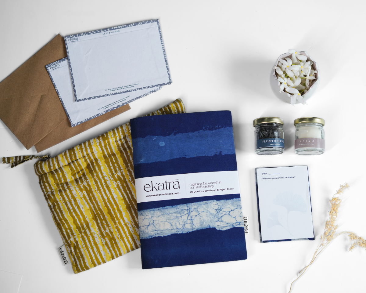 Sustainable Gratitude Hamper by Ekatra -Indigo Stripes