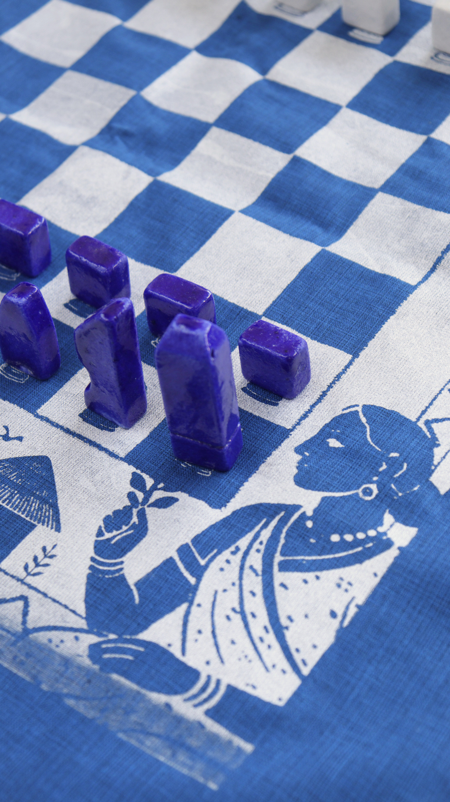 Blue Pottery Chess Set