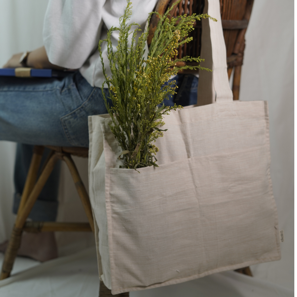 Premium Linen Tote Bags with pockets - Eco Friendly