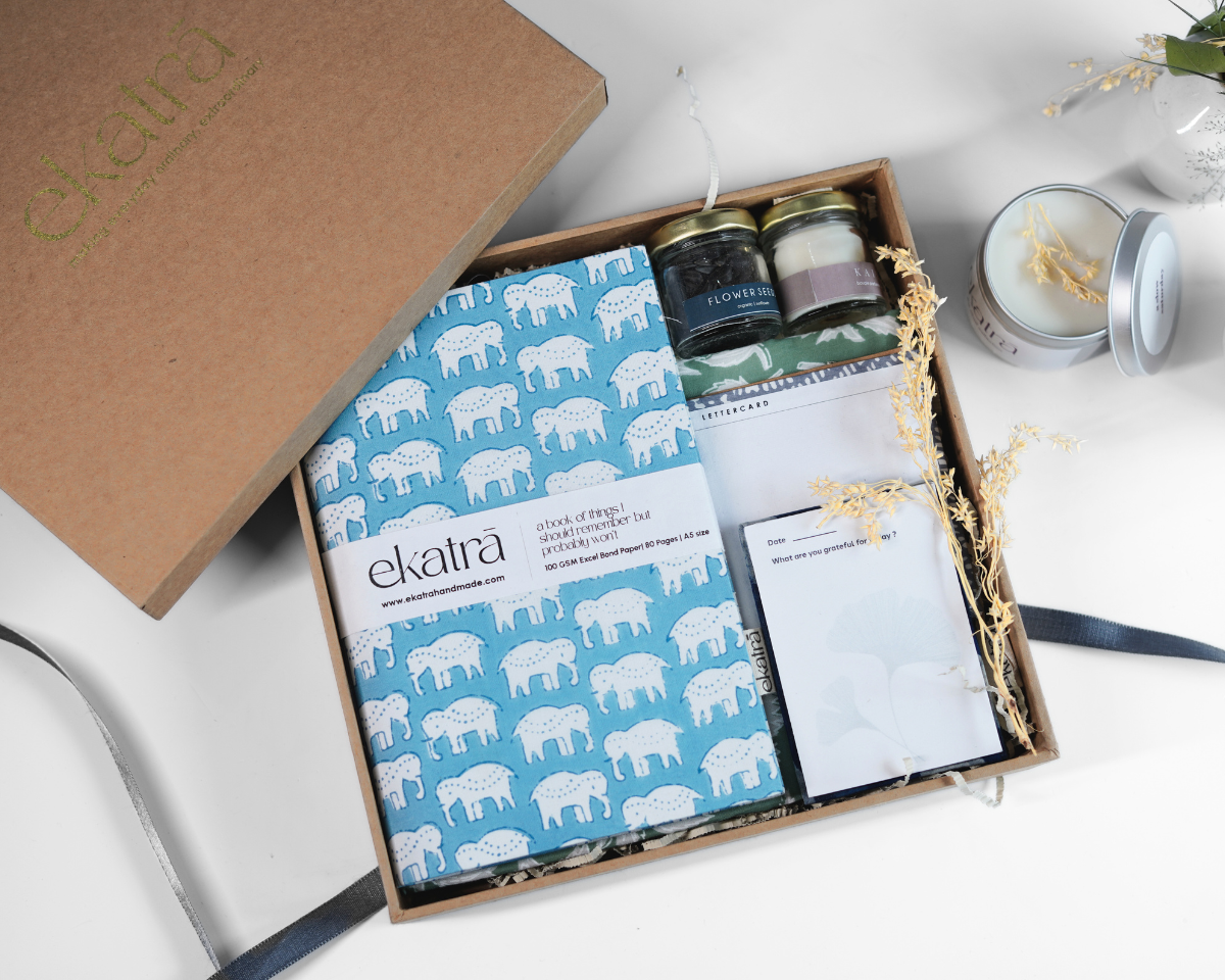 Sustainable Gratitude Hamper by Ekatra - Blue Elephant motif