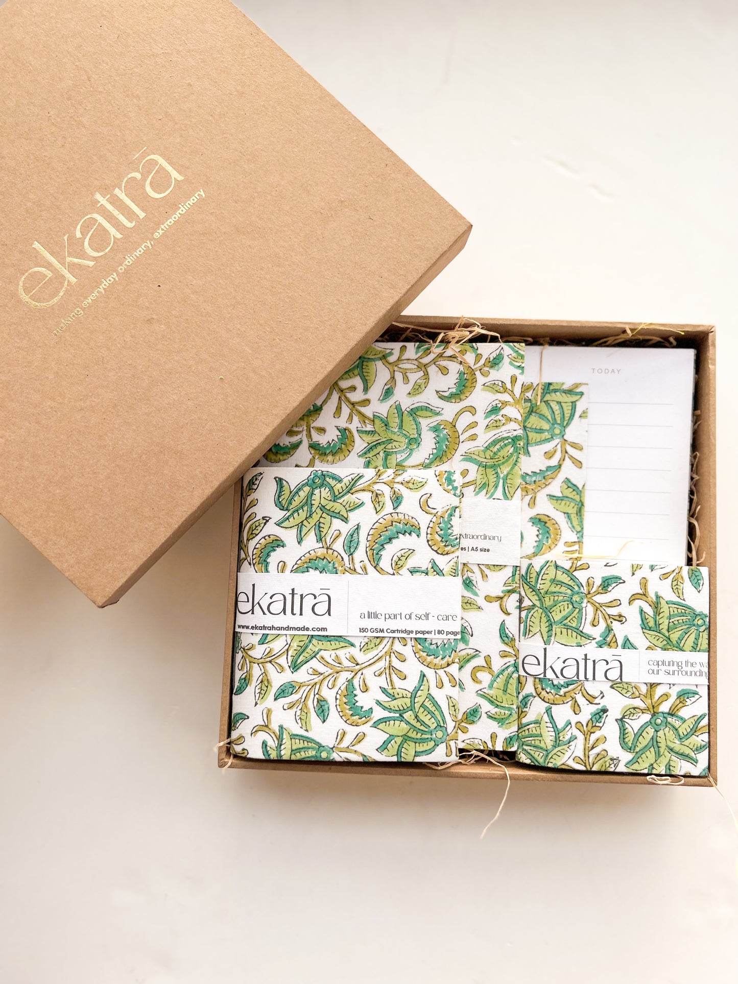 Stationery Loaded Gift hamper personalized by Ekatra - Green Floral