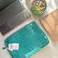 Sustainable Handmade Cotton Laptop Sleeve/Laptop Cover by Ekatra - Teal dots