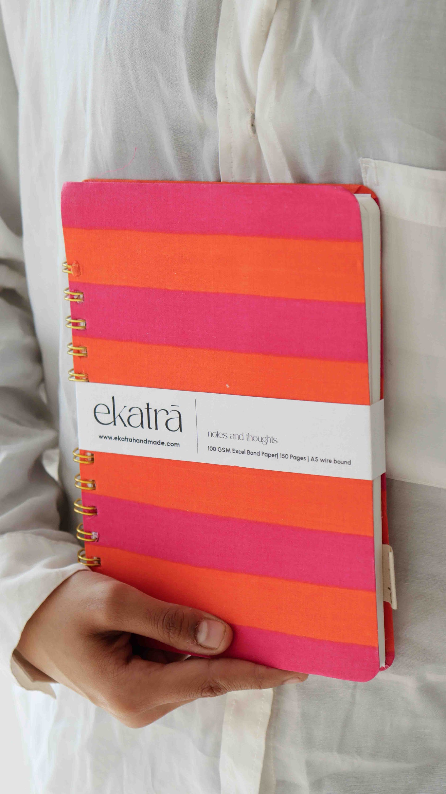 Handcrafted Sustainable A5 Wire Bound ruled 100 GSM paper Journal by Ekatra