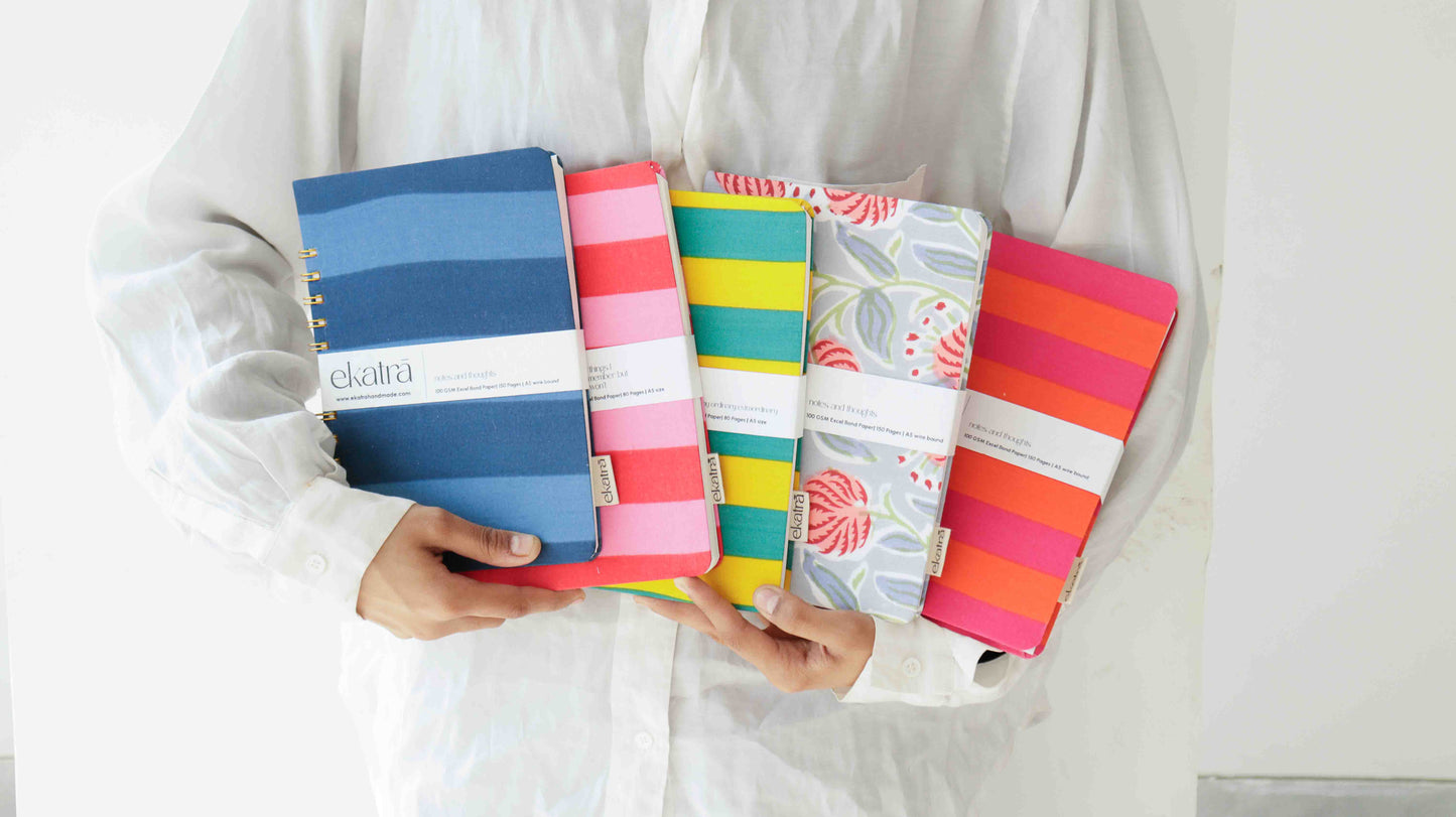 Handcrafted Sustainable A5 Wire Bound ruled 100 GSM paper Journal by Ekatra