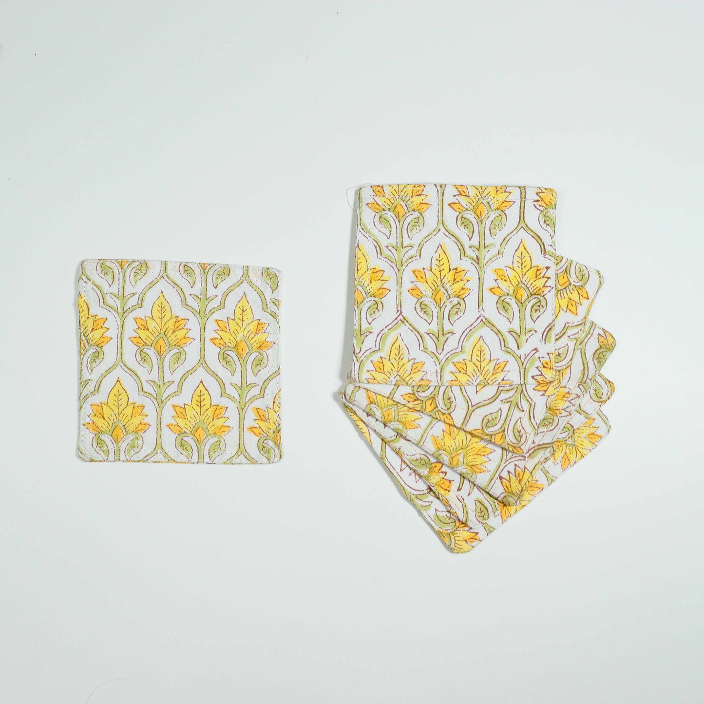 100% Cotton Sustainable Cloth Coasters  - Set of 6
