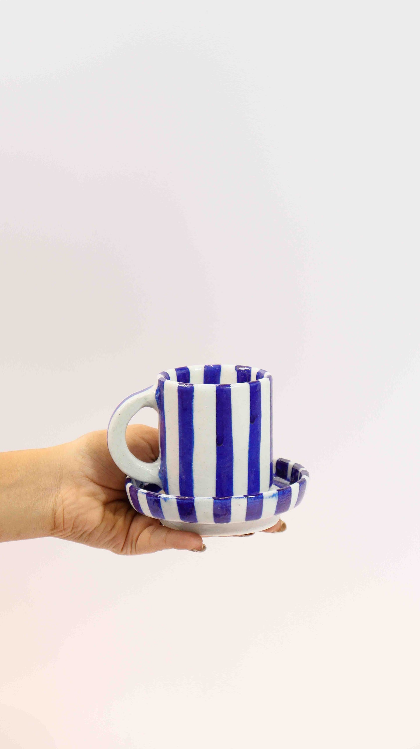 Blue Stripe Cup Set