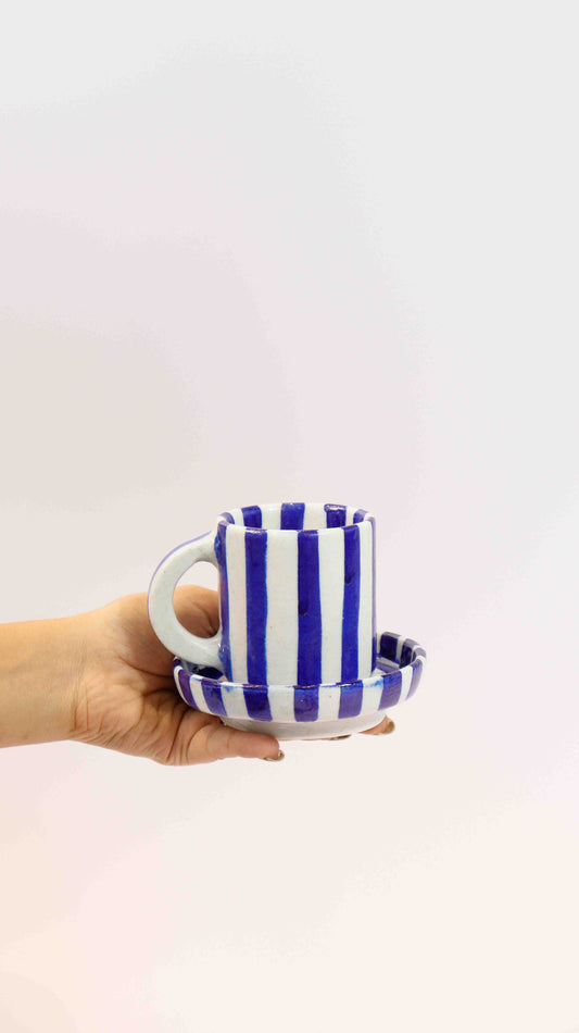 Blue Stripe Cup Set