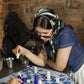 Blue Pottery Chess Set