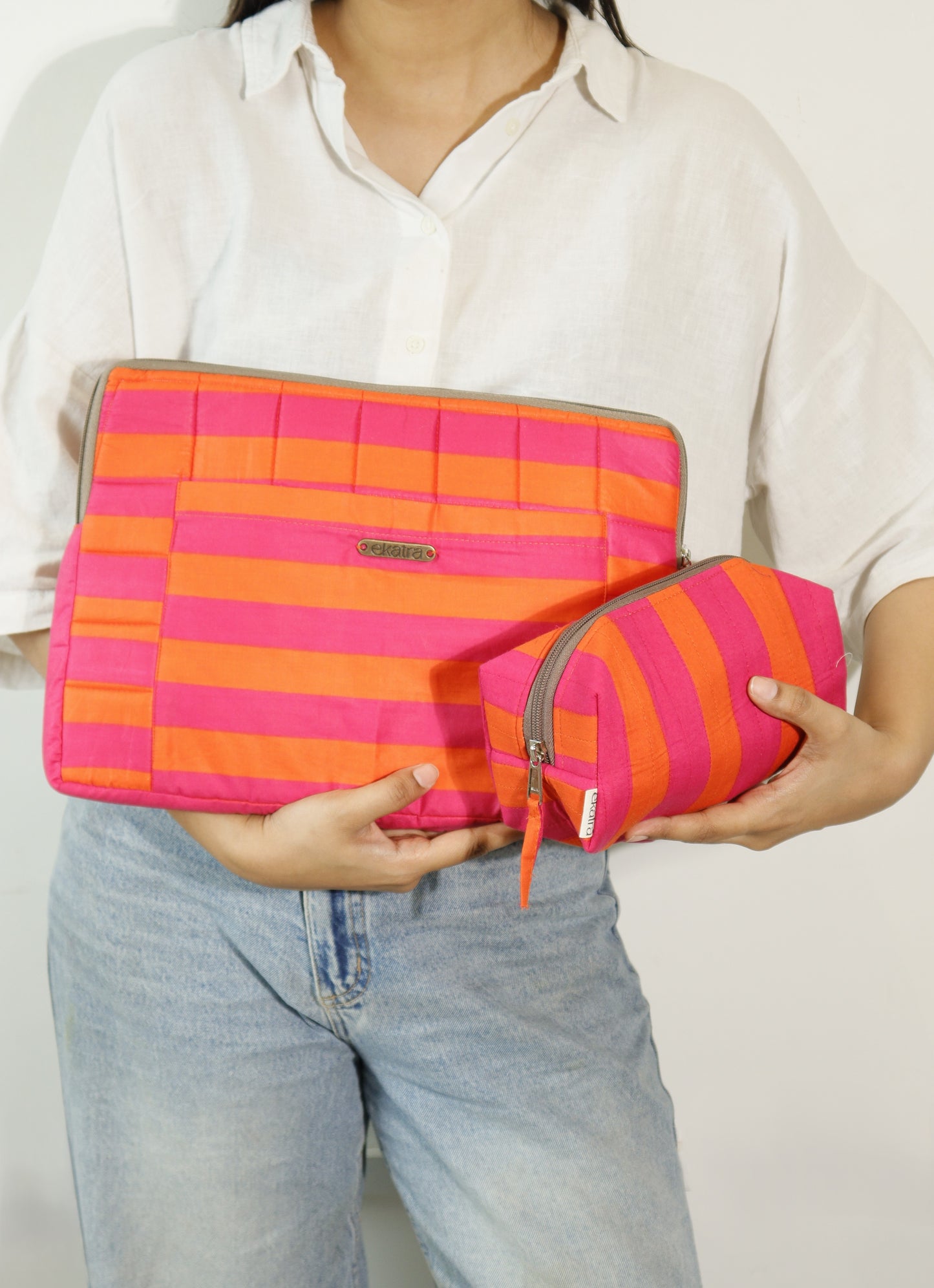 Handmade Laptop Sleeve with Detachable Pouch