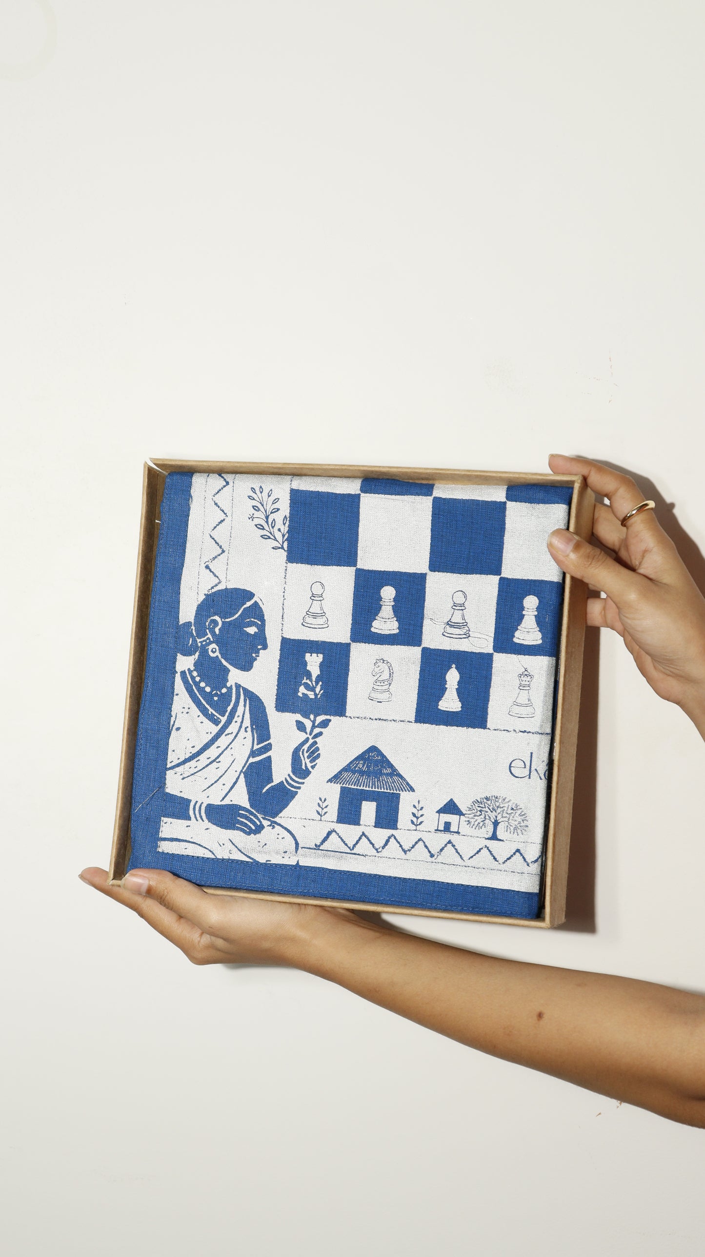 Blue Pottery Chess Set