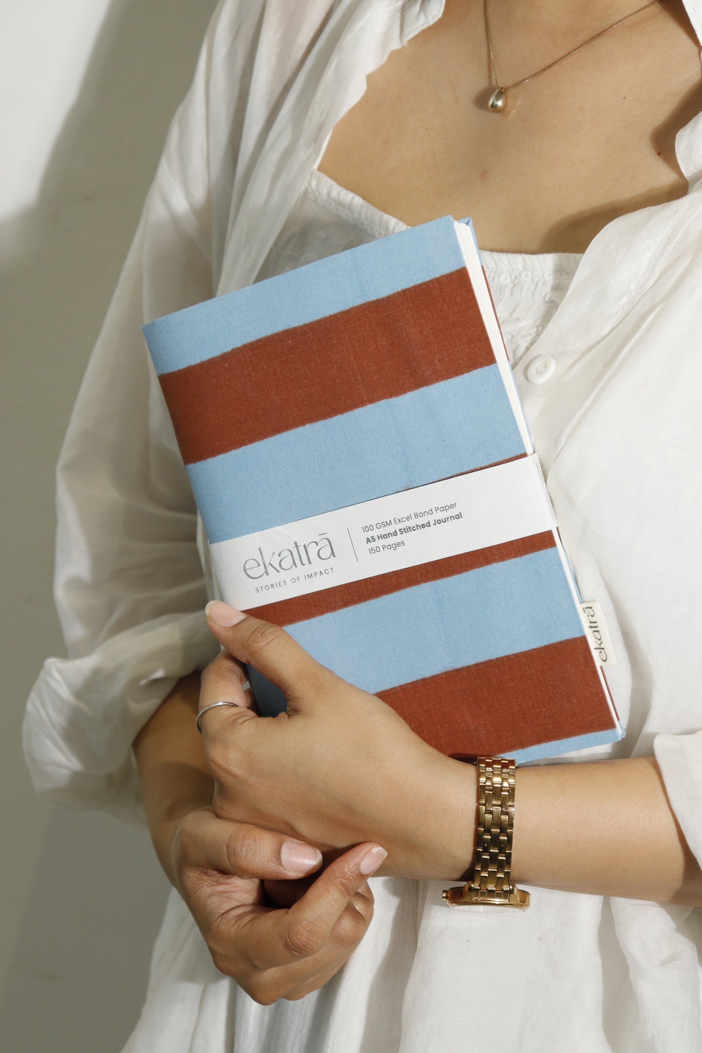 Handcrafted Sustainable A5 Unruled 100 GSM Paper Journal by Ekatra