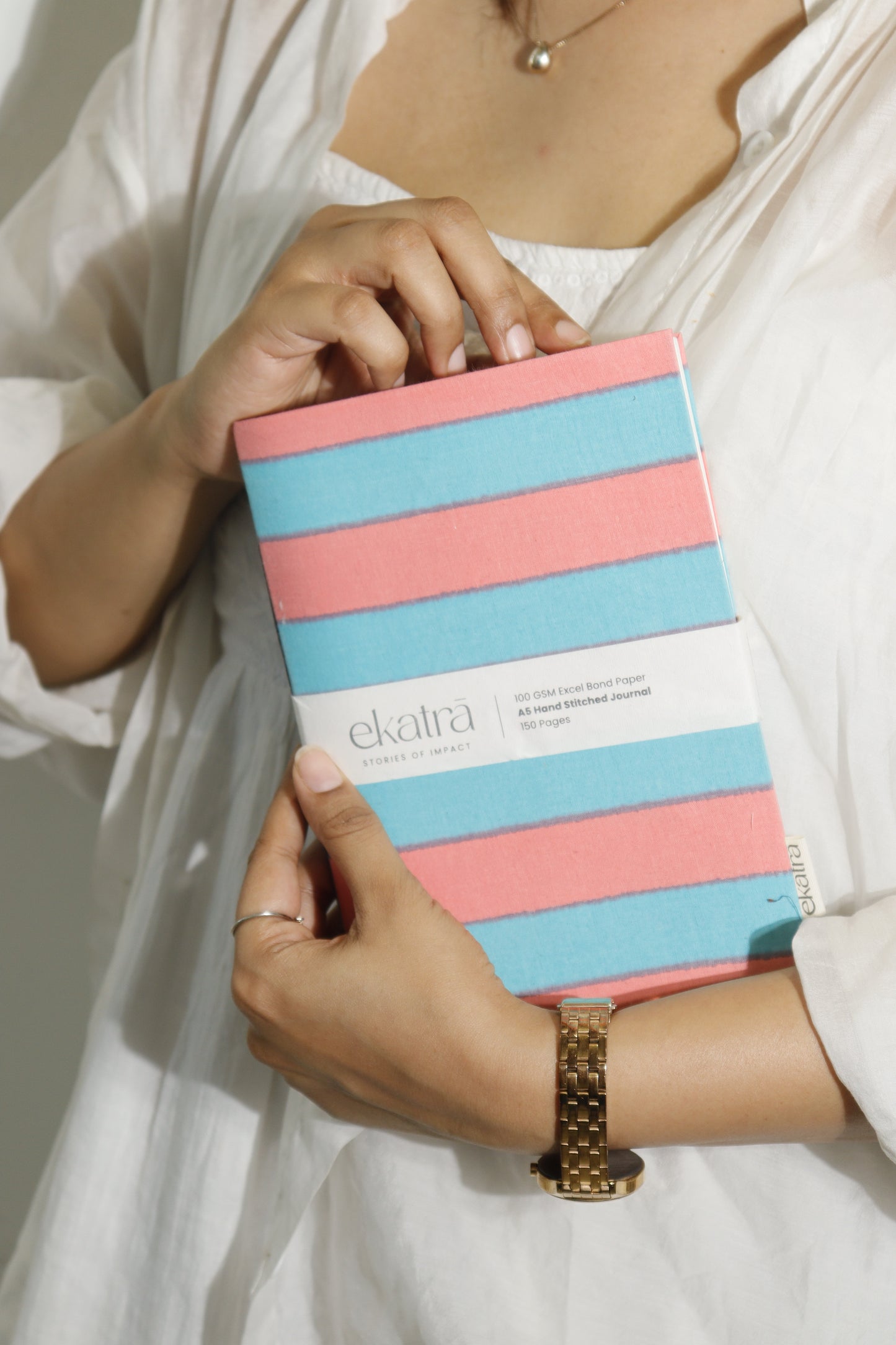 Handcrafted Sustainable A5 Unruled 100 GSM Paper Journal by Ekatra