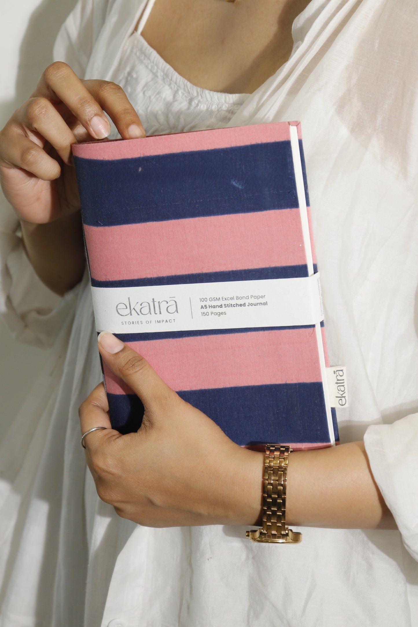 Handcrafted Sustainable A5 Unruled 100 GSM Paper Journal by Ekatra