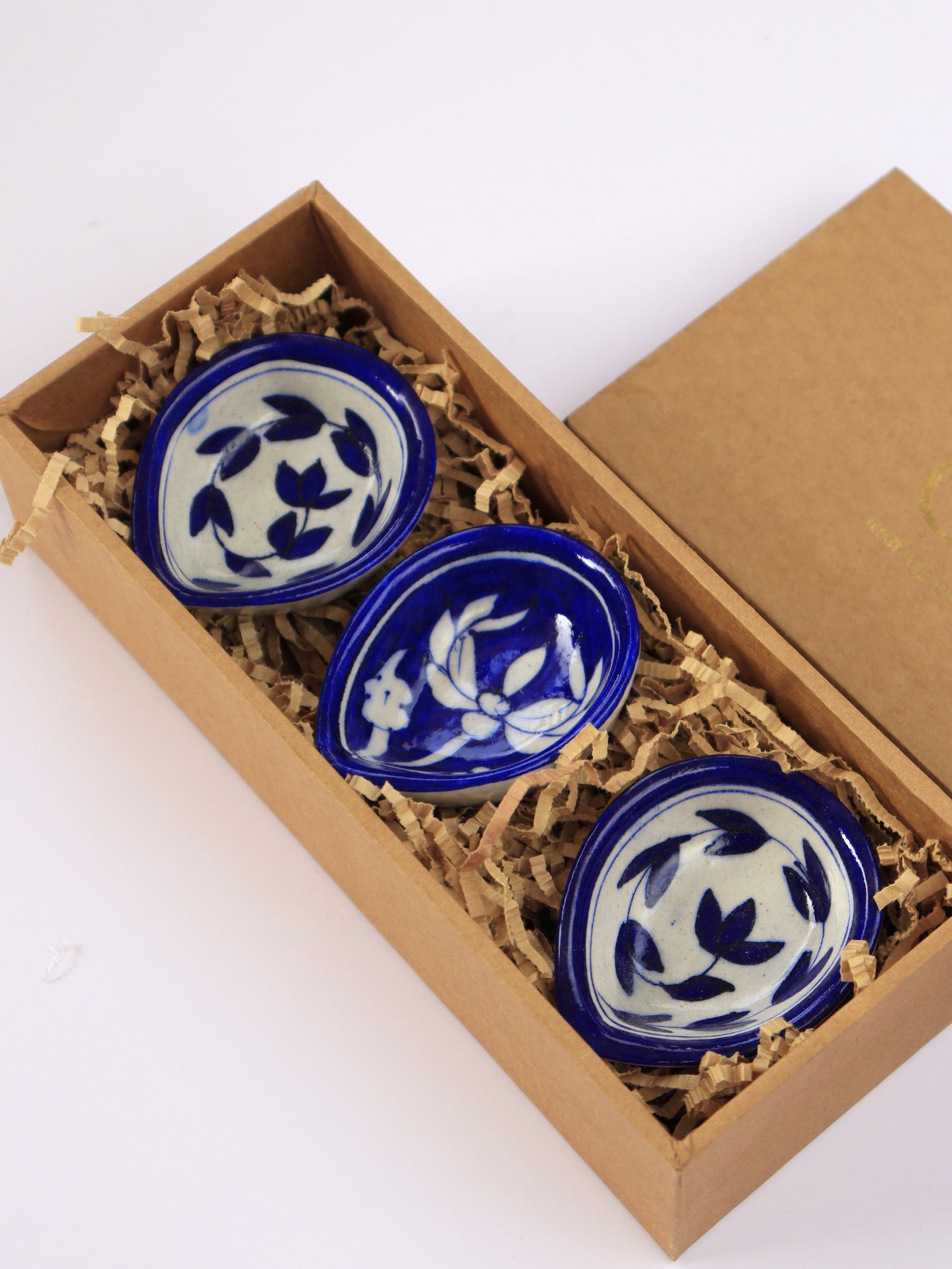 Artisanal Blue Pottery Diya Set