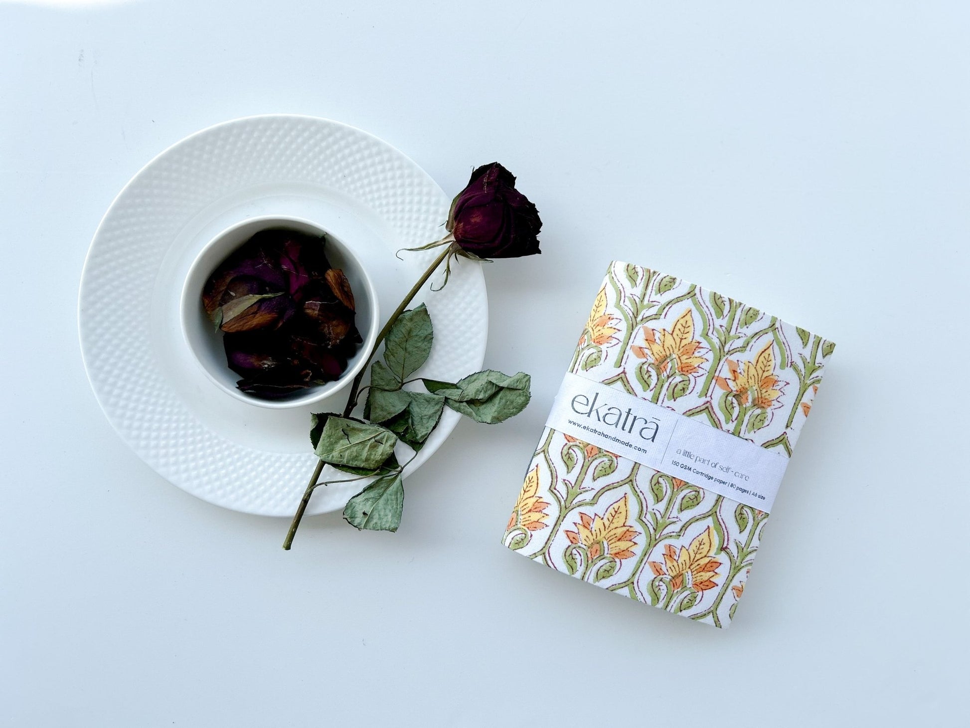 A6 Solid Journal by Ekatra | Art Journal | A6 notebook Yellow Floral