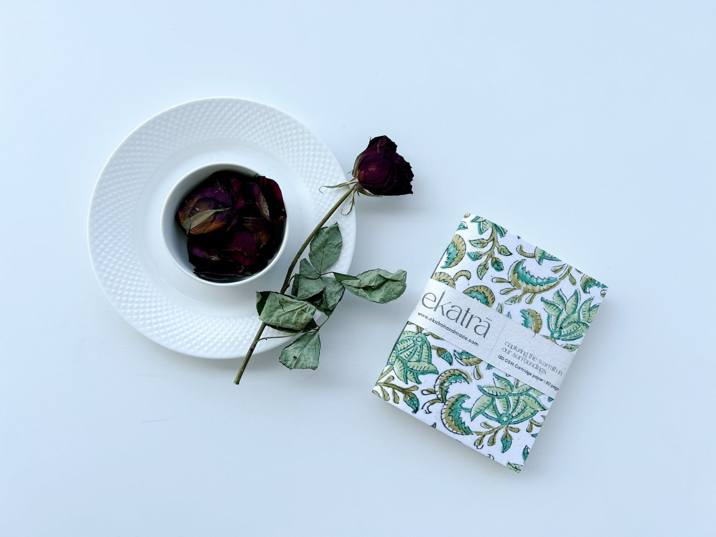 A6 Solid Journal by Ekatra | Art Journal | A6 notebook Green Floral