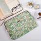 Sustainable Handmade Cotton Laptop Sleeve/Laptop Cover by Ekatra - Green Floral