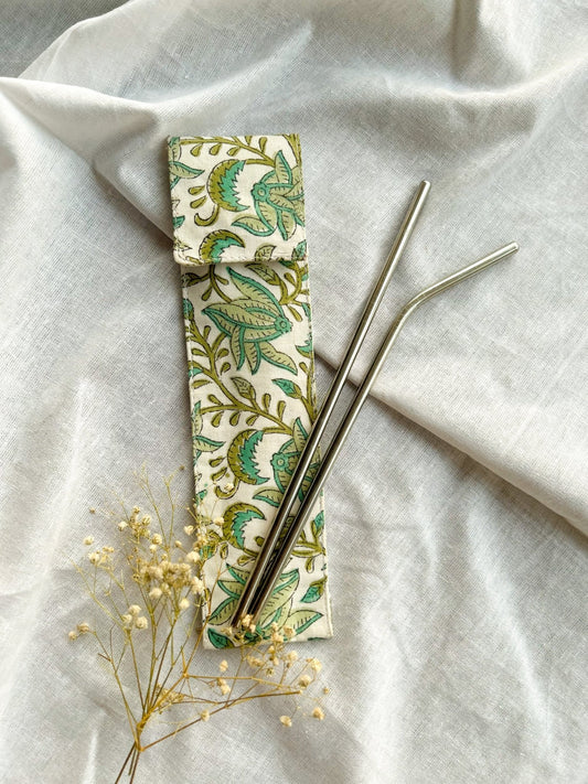 Cotton Cutlery/Straw Holder by Ekatra - Assorted print - ekatrahandmade.com