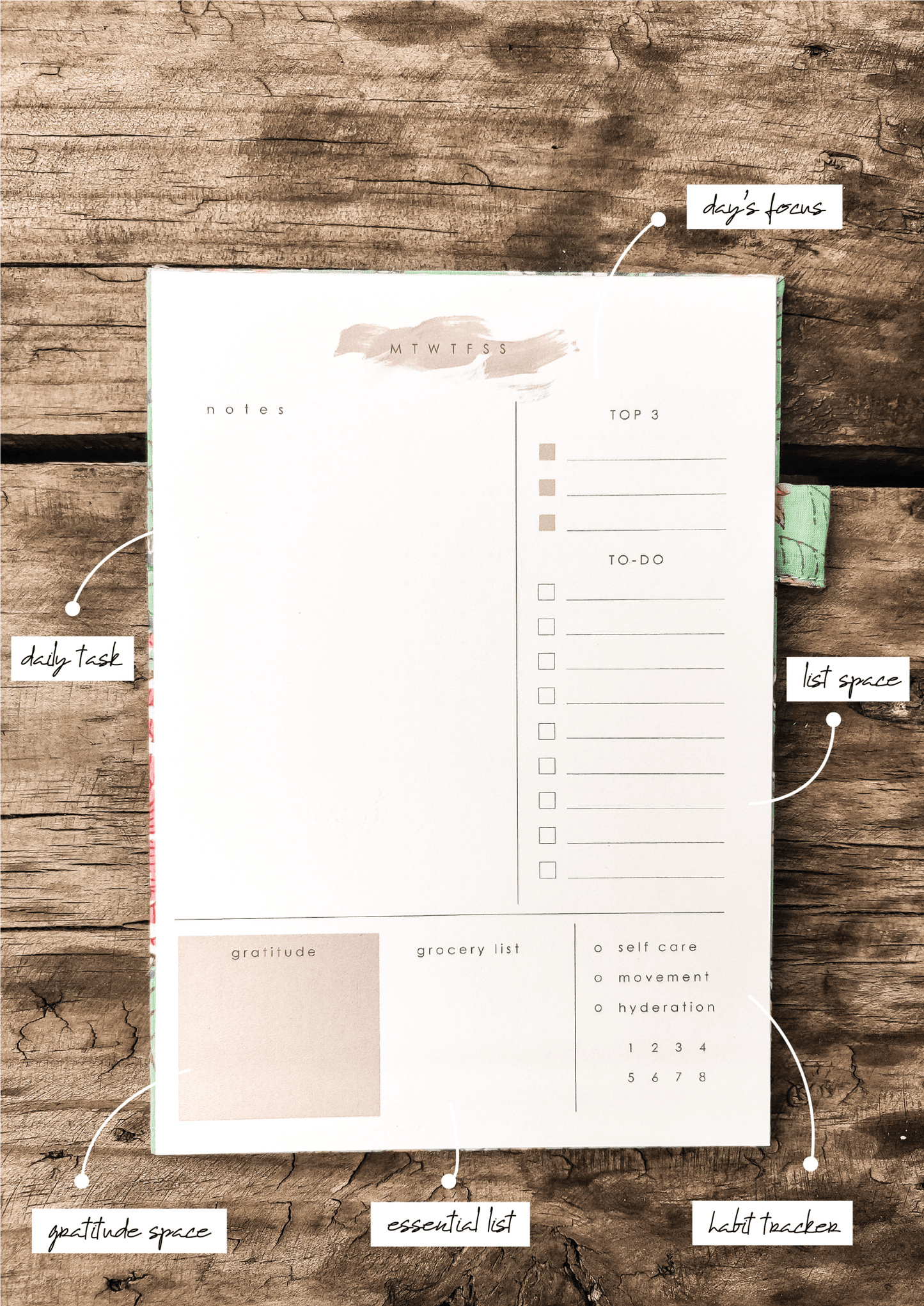 Daily Planner Notepad by Ekatra (60 sheets)