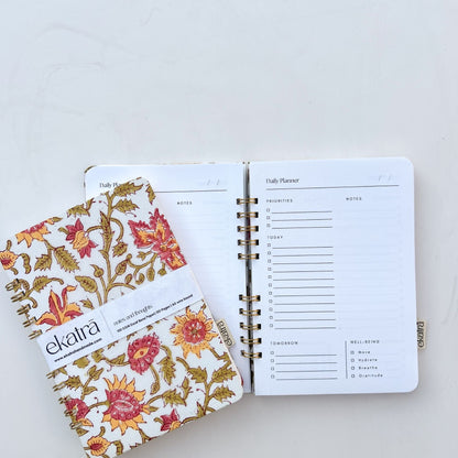 Handcrafted Daily Planner- A5 Wire Bound Journal Pink Floral