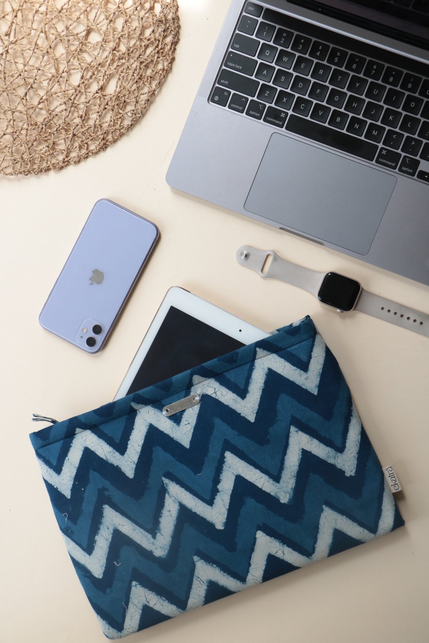 I-pad Sleeve Indigo Chevron