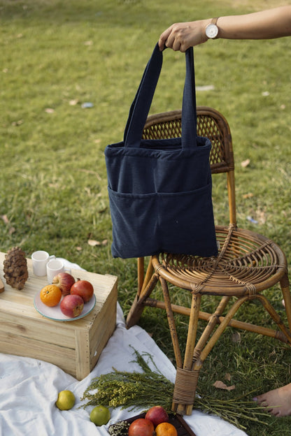 Minimalist Corduroy Day Tote Vincent Blue