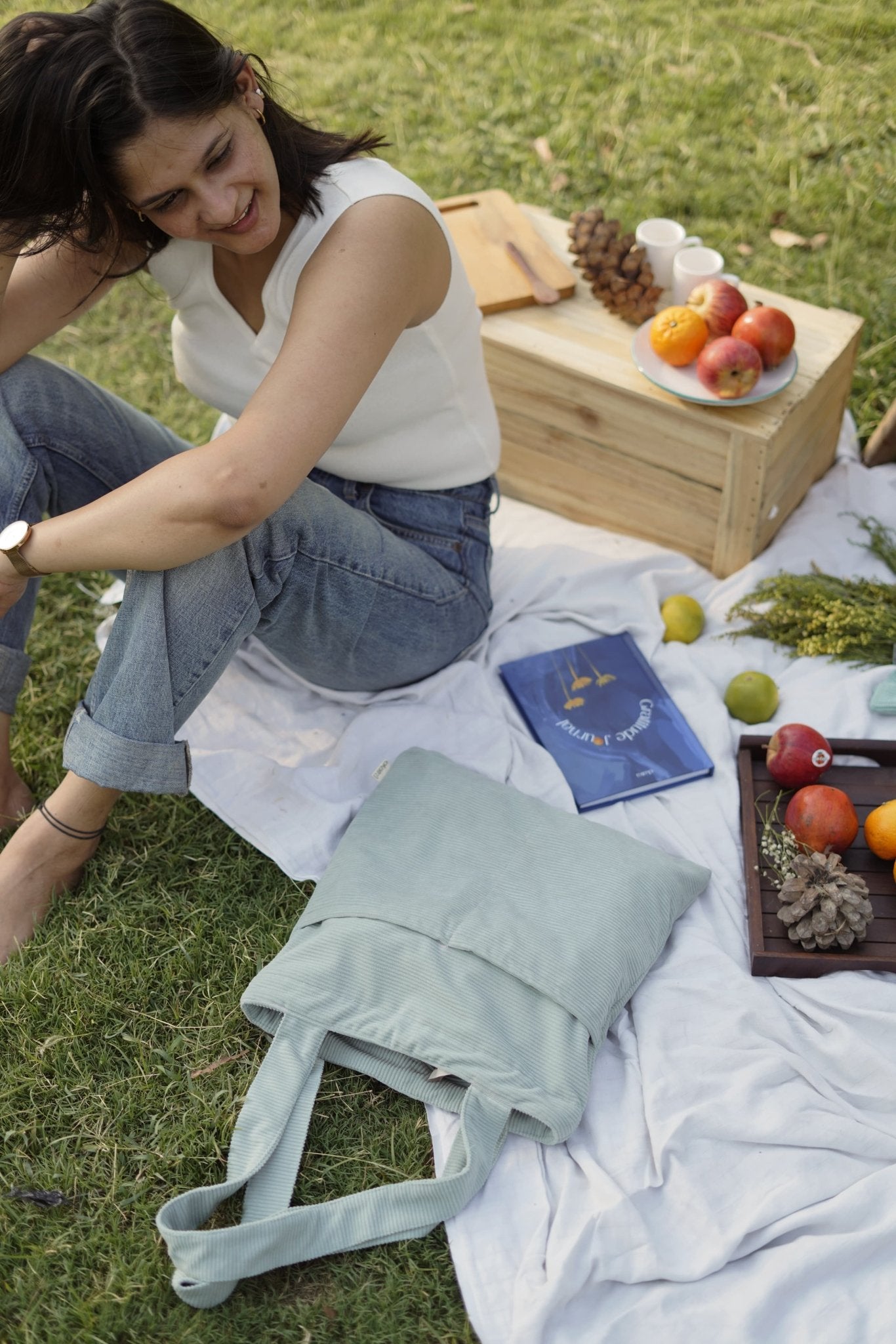 Minimalist Corduroy Day Tote