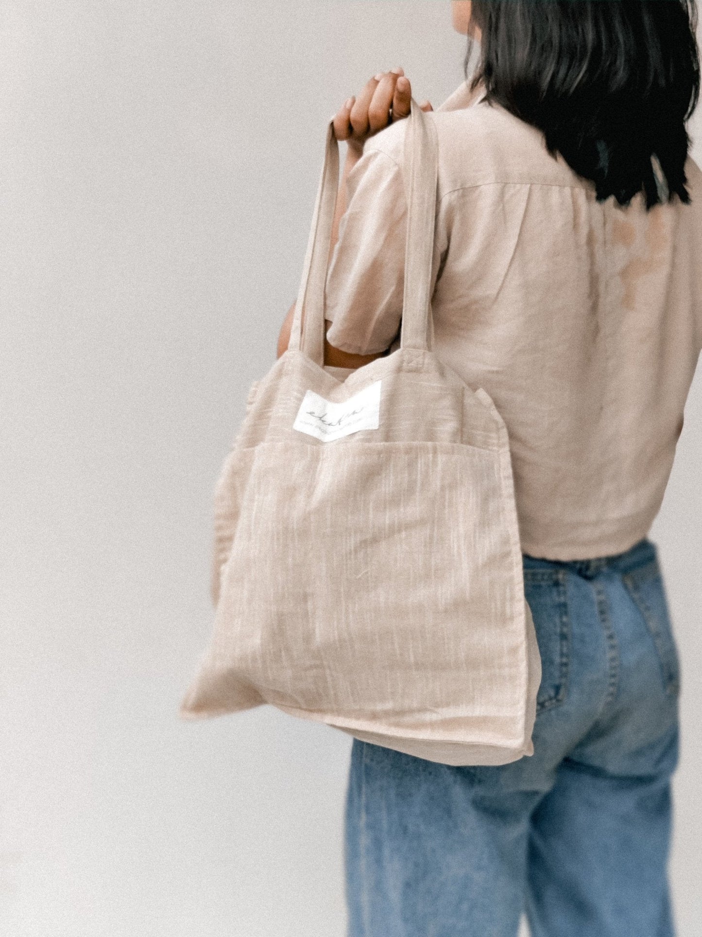 Premium Linen Tote Bags with pockets - Eco Friendly