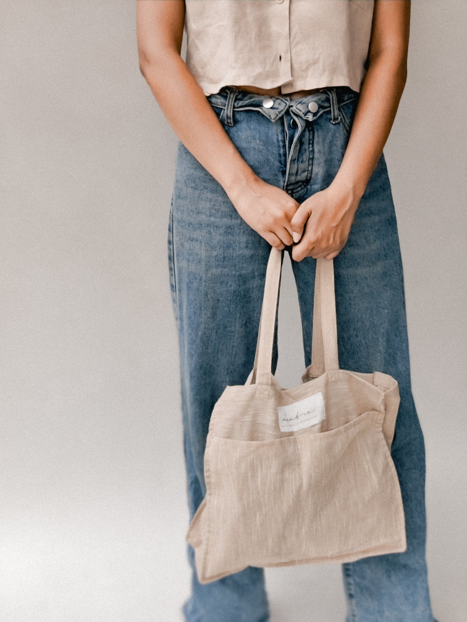 Premium Linen Tote Bags with pockets - Eco Friendly