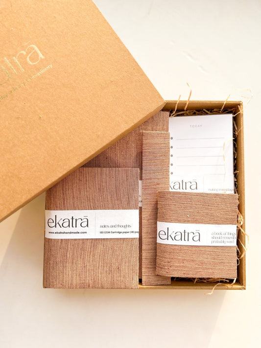 Stationery Loaded Gift hamper personalized by Ekatra Loaded Gift Box - Solid Beige - ekatrahandmade.com