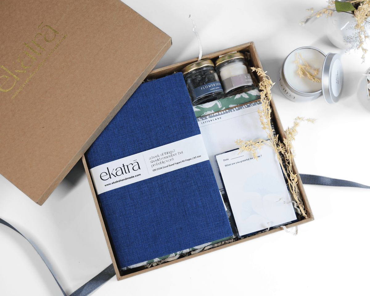 Sustainable Gratitude Hamper by Ekatra - Blue Solid