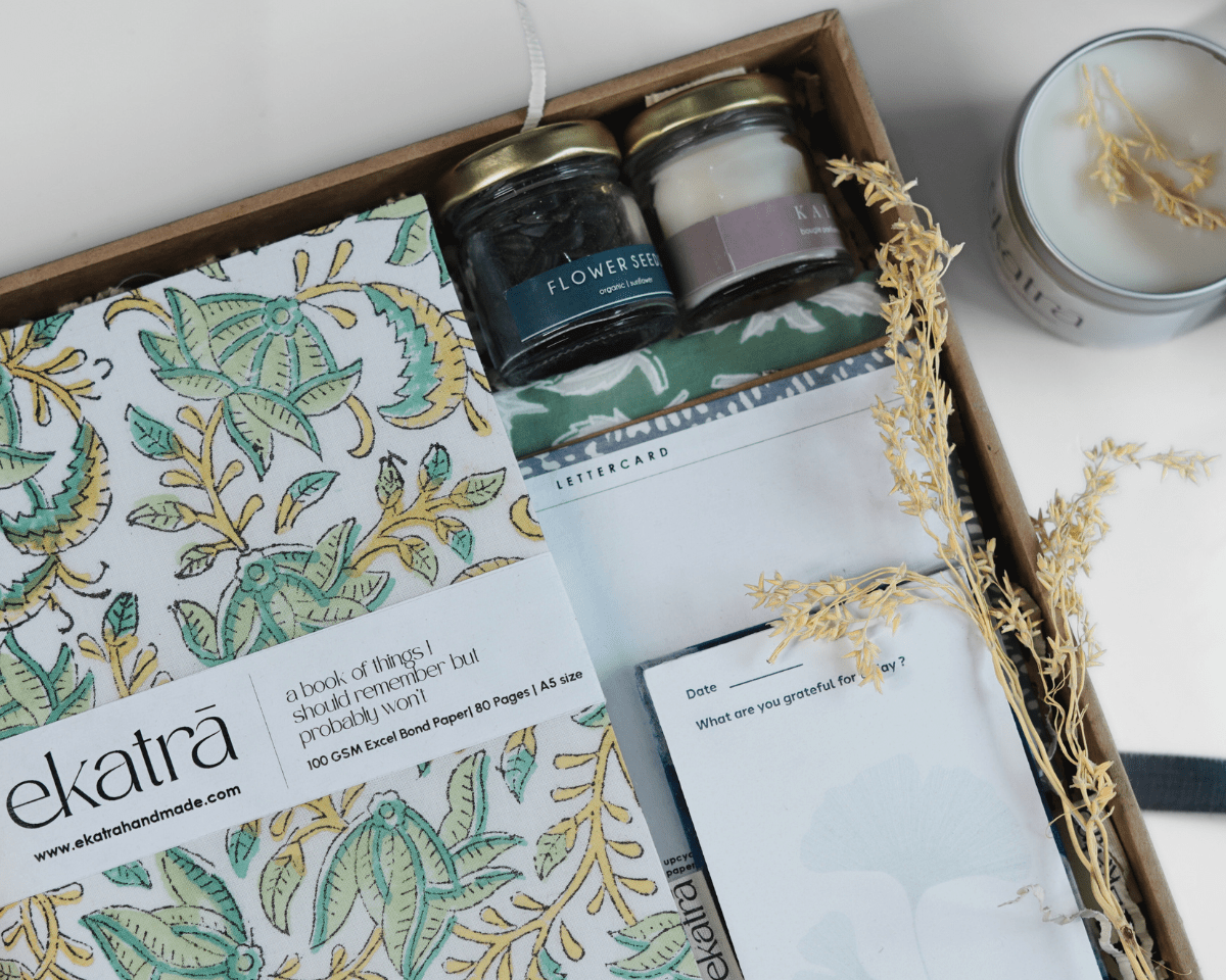 Sustainable Gratitude Hamper by Ekatra - Green Leaf floral