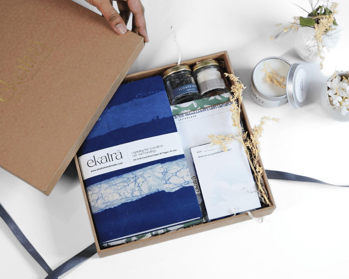 Sustainable Gratitude Hamper by Ekatra -Indigo Stripes