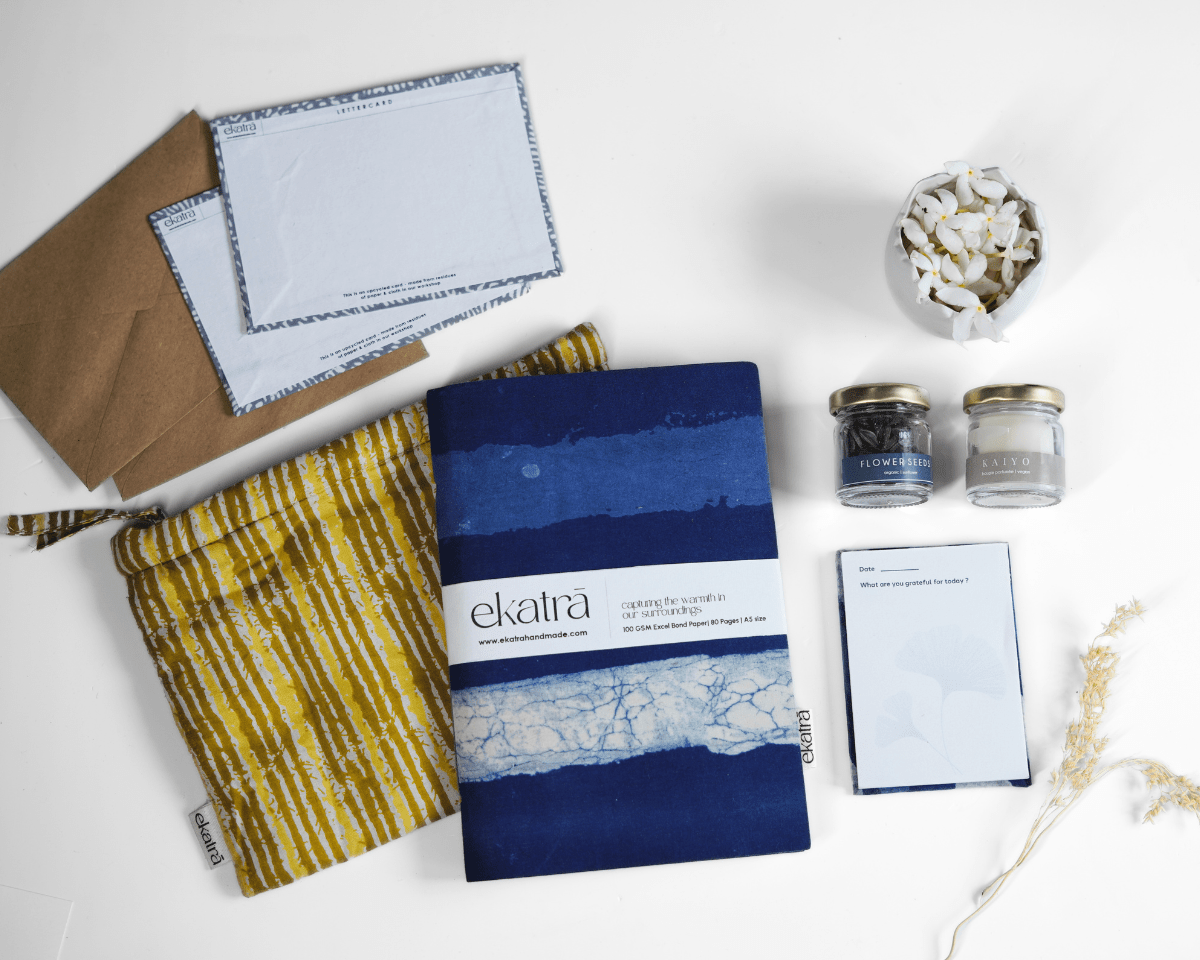 Sustainable Gratitude Hamper by Ekatra -Indigo Stripes