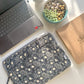 Sustainable Handmade Cotton Laptop Sleeve/Laptop Cover by Ekatra - Black Floral