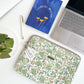 Sustainable Handmade Cotton Laptop Sleeve/Laptop Cover by Ekatra - Green Floral