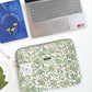 Sustainable Handmade Cotton Laptop Sleeve/Laptop Cover by Ekatra - Green Floral