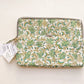 Sustainable Handmade Cotton Laptop Sleeve/Laptop Cover by Ekatra - Green Floral