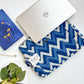 Sustainable Handmade Cotton Laptop Sleeve/Laptop Cover by Ekatra -Indigo Chevron